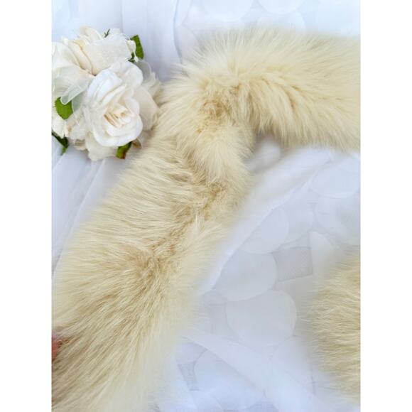 Vintage Genuine White Fox FUR Boa scarf stole 60" Luxury hand made 60's one tail - Picture 4 of 7